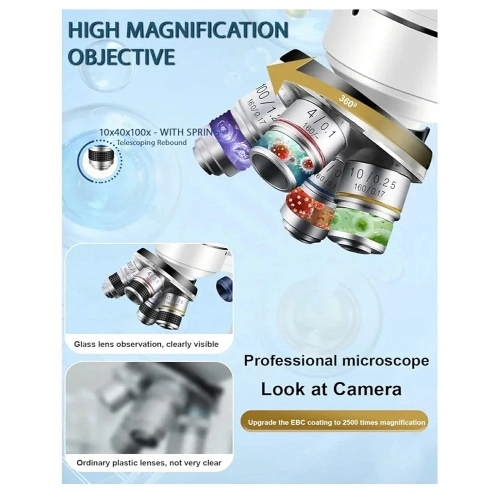 Adult‎ Trinocular Microscope WF10x and WF25x Eyepieces 40X-5000X